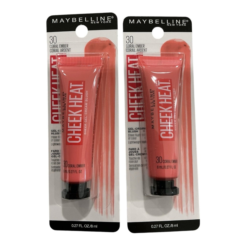 Maybelline Cheek Heat Gel-Cream Blush Coral Ember 30 2 Pack